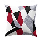 baratos estilo geométrico-Capa de almofada decorativa com padrão argyle 1 peça, capa de almofada quadrada macia, fronha para quarto, sala de estar, sofá, cadeira, preto, cinza, branco, vermelho, verde