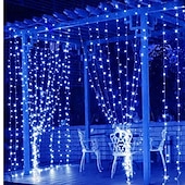 economico Striscie luci ad energia solare-luci a stringa da 3 m alimentate ad energia solare 300 LED con telecomando a 13 tasti bianco caldo bianco freddo blu luci natalizie per interni festa matrimonio 1 pz
