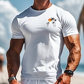 economico Magliette grafiche da uomo-Per uomo Albero di Cocco Tropicale Hawaiano divertente Maglietta 100% Cotone Manica Corta Grafico Camicia Bianco Maglietta comoda Vacanza Streetwear Abbigliamento di stilista