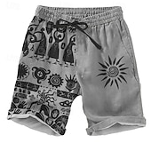 cheap Retro Vintage &amp; Ethic-Men&#039;s Sun Ethnic Kokopelli Shorts Beach Shorts Casual Shorts Mid Waist Vacation Streetwear Hawaiian Outdoor Casual Holiday Drawstring Side Pockets Designer Clothing Apparel