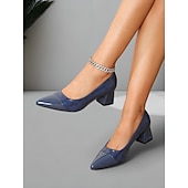 رخيصةأون Block Heels-حذاء نسائي أنيق باللون البني منقوش بجلد التمساح بكعب عريض | مثالي للعمل والحفلات