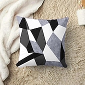 baratos estilo geométrico-Capa de almofada decorativa com padrão argyle 1 peça, capa de almofada quadrada macia, fronha para quarto, sala de estar, sofá, cadeira, preto, cinza, branco, vermelho, verde