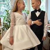 levne Dívčí květinové šaty-Děti Dívčí Květinové dívčí šaty Šaty pro první přijímání Šaty na párty Pevná barva Dlouhý rukáv Výkon Svatební Párty Síťka Princeznovské Sladký Síťka Do půli lýtek Plášťové šaty Tylové šaty Léto Jaro