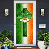 billige Ferievev-saint patrick&#039;s day dørteppe lucky shamrocks dørgardindekorasjon bakgrunn innendørs/utendørs dørbanner til inngangsdør gårdshus
