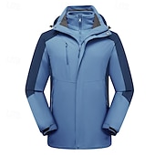 abordables Softshell, polares y chaquetas de montaña-Hombre Chaqueta Softshell Chaqueta para senderismo Invierno Al aire libre Bloque de color Resistente al Viento Resistente al Agua Chaquetas 3-en-1 Chaquetas de Lana Chaqueta cortavientos Viaje Negro