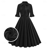 cheap Dresses-Retro Vintage 1950s Cocktail Dress Dress Flare Dress Solid Color Women&#039;s Masquerade Event / Party Bachelorette Party Festival Adults&#039; Dress Homecoming Dresses