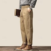 economico Pantaloni Elite da Uomo-Per uomo Joggers Pantaloni a carota affusolati Tasca Tinta unica Lunghezza intera All&#039;aperto Vacanza Feste Vacanza Vintage CachiA Nero Micro-elastico