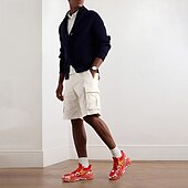 economico Sneakers da uomo-eleganti sneakers rosse da uomo con motivo a fiamma - eleganti e comode, perfette per feste o uscite informali