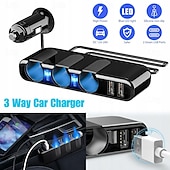 levne Nabíječky do auta-3cestná zásuvka do autozapalovače rozdělovač dual usb nabíječka do auta rozdělovač adaptér 5v 3.5a 120w univerzální zásuvka do zapalovače s LED světly vhodná pro telefony gps dvr nabíjení