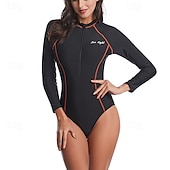 billiga Utslag-Dam Rash-guards Baddräkt Lättvikt Långärmad Kroppsdräkt Baddräkt Dragkedja fram Simmning Surfing Strand Vattensport Blommig Tryckt Sommar Vår Höst