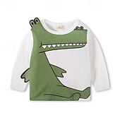 billiga T-shirts och skjortor för pojkar-Multipack 2st Pojkar Rund hals Långärmad Grön+Grå T-shirt T-tröja Mönster Grafisk Semester Dagliga kläder 100 % bomull Vår &amp; sommar