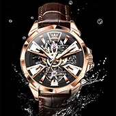 preiswerte Mechanische Uhren-Olevs marke herren business gürtel automatische mechanische uhr mode hohl glow-in-the-dark wasserdicht sport herren uhr