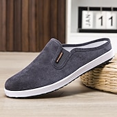 levne Pánské dřeváky a pantofle-pánské hnědé manšestrové slip-on sálové pantofle – lehké pohodlné boty na doma i na běžné nošení