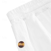 cheap Holiday-Men&#039;s Trousers Summer Pants Beach Pants Pocket Drawstring Elastic Waist Plain Comfort Breathable Vacation Daily Holiday Hawaiian Boho Black White
