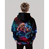 billiga Pojkens 3D Sporter &amp; Spel-Pojkar 3D Grafisk Spel Huvtröja Långärmad Vår Höst Mode Streetwear Barn 4-12 år Huva Utomhus Ledigt Dagligen Normal