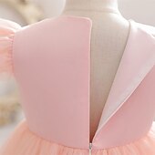 voordelige Bloemenjurken-Bloemenmeisjesjurk kinderen Voor meisjes Prinses jurk Prestatie Bruiloft Feest Elegant Mooi Netstof Effen Kleur Mouwloos Strakke ronde hals blauw Rode roos 4 jaar +