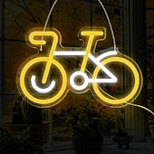 رخيصةأون إضاءات نيون LED-لافتة نيون للدراجة بسيطة، لافتة نيون للدراجة 5 فولت تعمل بالطاقة عبر USB للديكور المنزلي، غرفة المعيشة، ديكور المنزل، ديكور تمثال للطاولة الجانبية، ديكور جداري فني للدراجة