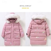 abordables Chaqueta de plumas y parka para chicas-Chaqueta acolchada para niñas, para actividades al aire libre, de algodón, impermeable, para exteriores, de 4 a 13 años, color negro, rosa y verde