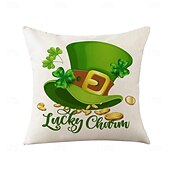 abordables Housse de coussin de vacances-Housse de coussin décorative pour la Saint-Patrick, 1 pièce, taie d&#039;oreiller carrée douce en forme de trèfle pour chambre à coucher, salon, canapé, chaise