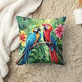 baratos estilo animal-Capa de almofada decorativa de pássaros tropicais 1 peça, capa de almofada quadrada macia, fronha para quarto, sala de estar, sofá, cadeira