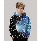 billiga Pojkens 3D Vision &amp; Geometri-Pojkar 3D Grafisk Geometrisk Huvtröja Långärmad Vår Höst Mode Streetwear Barn 4-12 år Huva Utomhus Ledigt Dagligen Normal
