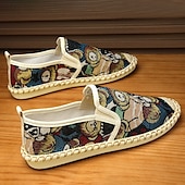 cheap Men&#039;s Slip-ons &amp; Loafers-Men&#039;s Animal Print Canvas Espadrille Slip-On Shoes with Jute Rope Sole – Comfortable Casual Summer Footwear