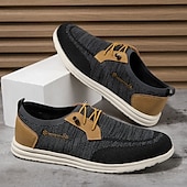 cheap Men&#039;s Sneakers-Men&#039;s Grey Knit Sport Shoes with Leather Accents and Lace-Up Design – Comfortable Casual &amp; Outdoor Footwear