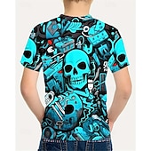 voordelige Jongens 3D Visie &amp; Geometrie-Jongens 3D Grafisch Doodskoppen T-shirt Korte mouw Zomer Lente Modieus Basic Kinderen 4-12 jaar Strakke ronde hals Buiten Casual Dagelijks Normale pasvorm