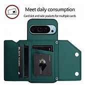 זול תיק טלפון אחר-טלפון מגן עבור Pixel 9 Pro Pixel 9 Pro XL Pixel 8 Pro Pixel 8 פיקסל 9 כיסוי אחורי עם מעמד עם שרוך חריץ לכרטיס רטרו TPU עור PU