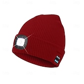 abordables Bonnet-Homme Unisexe Bonnet en maille Chapeaux d&#039;hiver Bonnets 骷髅头毛线帽 Bonnet tricoté Noir Rouge Polyester Tricoté Confortable Usage quotidien Sortie Couleur unie / unie Chaud