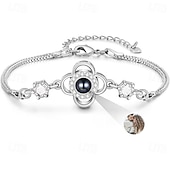 cheap For Women-Personalized Projection Bracelet Custom Best Gift for Mom - Photo Bracelet with Embedded Projection Stone, Available in Silver and Rose Gold, Romantic Wedding Gift