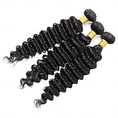 cheap 3 Bundles Human Hair Weaves-3 Bundles Hair Weaves Brazilian Hair Deep Wave Human Hair Extensions 8-28 Inch