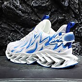 economico Sneakers da uomo-sneakers da uomo verde neon con fiamme, design audace a onde con tomaia traspirante e suola ammortizzata, perfette per lo streetwear e uno stile di vita attivo