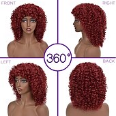 baratos Perucas Sintéticas sem Touca-perucas afro cacheadas para mulheres - peruca afro cacheada crespa com franja perucas sintéticas cosplay