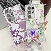 Недорогие Чехлы для Samsung-телефон Кейс для Назначение SSamsung Galaxy S24 Ultra S24 Plus S24 S24 ФЭ S23 Ultra А55 А35 А25 А15 5Г S25 Ультра Кейс на заднюю панель с ремешком на запястье Защита от удара Ретро ТПУ ПК