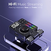 abordables Kits Bluetooth/mains libres pour voiture-Lecteur de musique HiFi réglable avec barre lumineuse de musique en couleur Bluetooth V5.3 Transmetteur FM de voiture PD 30 W Type C Charge rapide Aigus Basses
