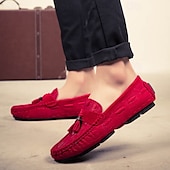 economico Slip-ons e mocassini da uomo-mocassini da uomo in finta pelle scamosciata marrone con dettaglio nappa e motivo in rilievo | comodi ed eleganti per l&#039;uso quotidiano