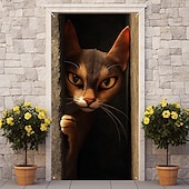 cheap Door Covers-Cute Cats Door Decorations Door Covers Animal Hide and Seek Door Tapestry Door Curtain Decoration Backdrop Indoor/Outdoor Door Banner for Front Door Farmhouse Peekaboo