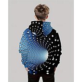 billiga Pojkens 3D Vision &amp; Geometri-Pojkar 3D Grafisk Geometrisk Huvtröja Långärmad Vår Höst Mode Streetwear Barn 4-12 år Huva Utomhus Ledigt Dagligen Normal