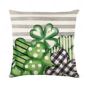 billiga Kuddfodral för semester-dekorativa slängkuddar fodral saint patrick&#039;s day 1 st shamrock mjukt fyrkantigt kuddfodral örngott för sovrum vardagsrum soffa soffstol