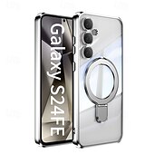 economico Cover Samsung-Custodia per telefono per Samsung Galaxy S24 Ultra S24 Plus S24 FE S25 Ultra con supporto per stand ricarica wireless placcatura retro magnetica