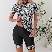 abordables Lycra de surf-Femmes Maillot de Bain Rash Guard Protection Solaire UV Respirant Séchage Rapide manche longue Maillot de Bain Maillot de bain 2 pièces ​fermeture éclair sur le devant Natation Surf Sports Nautiques