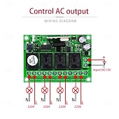 abordables Verrous de portes-Module récepteur relais universel sans fil 433 MHz DC 12 V 4 canaux avec télécommande RF 4 canaux
