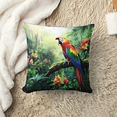 baratos estilo animal-Capa de almofada decorativa de pássaros tropicais 1 peça, capa de almofada quadrada macia, fronha para quarto, sala de estar, sofá, cadeira