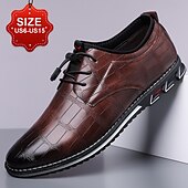 cheap Men&#039;s Oxfords-Men&#039;s Brown Crocodile Pattern Faux Leather Dress Shoes with Lace-Up Closure and Comfortable Sole, Elegant for Business and Formal Occasions