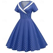 economico Vestiti-Elegante Classico Anni 1950 Vestito A Pois Linea ad A Costume Per donna San Valentino Evento / Festa Data Tè Adulti Vestito Primavera &amp; Estate