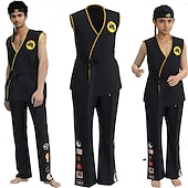 cheap Boys&#039; Costumes-Cobra Kai Karate Kid Outfits Masquerade Men&#039;s Women&#039;s Boys Movie Cosplay Sports Cosplay Black Top Pants Waist Belt Carnival Children&#039;s Day Masquerade Girls&#039; World Book Day Costumes