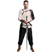abordables Tenues-Rétro Vintage Médiéval Renaissance Pantalon Costume de cosplay Tenues Ren Faire Homme Viking Fantaisie Halloween Carnaval Mascarade Carnaval Performance LARP Adulte Chemise Pantalon Ceinture