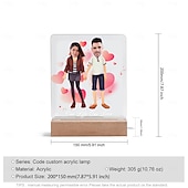 cheap Wedding Gift-Personalized Acrylic Night Light - Customized Couple Holding Hands Design with Big Head Photos Perfect Gift for Lovers Wedding Anniversary 1pc