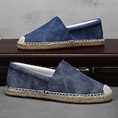 cheap Men's Slip-ons &amp; Loafers-Men's Red Canvas Espadrille Slip-On Shoes with Jute Rope Sole – Comfortable Summer Footwear